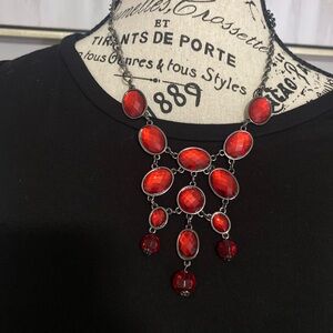Statement Red Cascade Pendant Necklace - Women Jewelry
